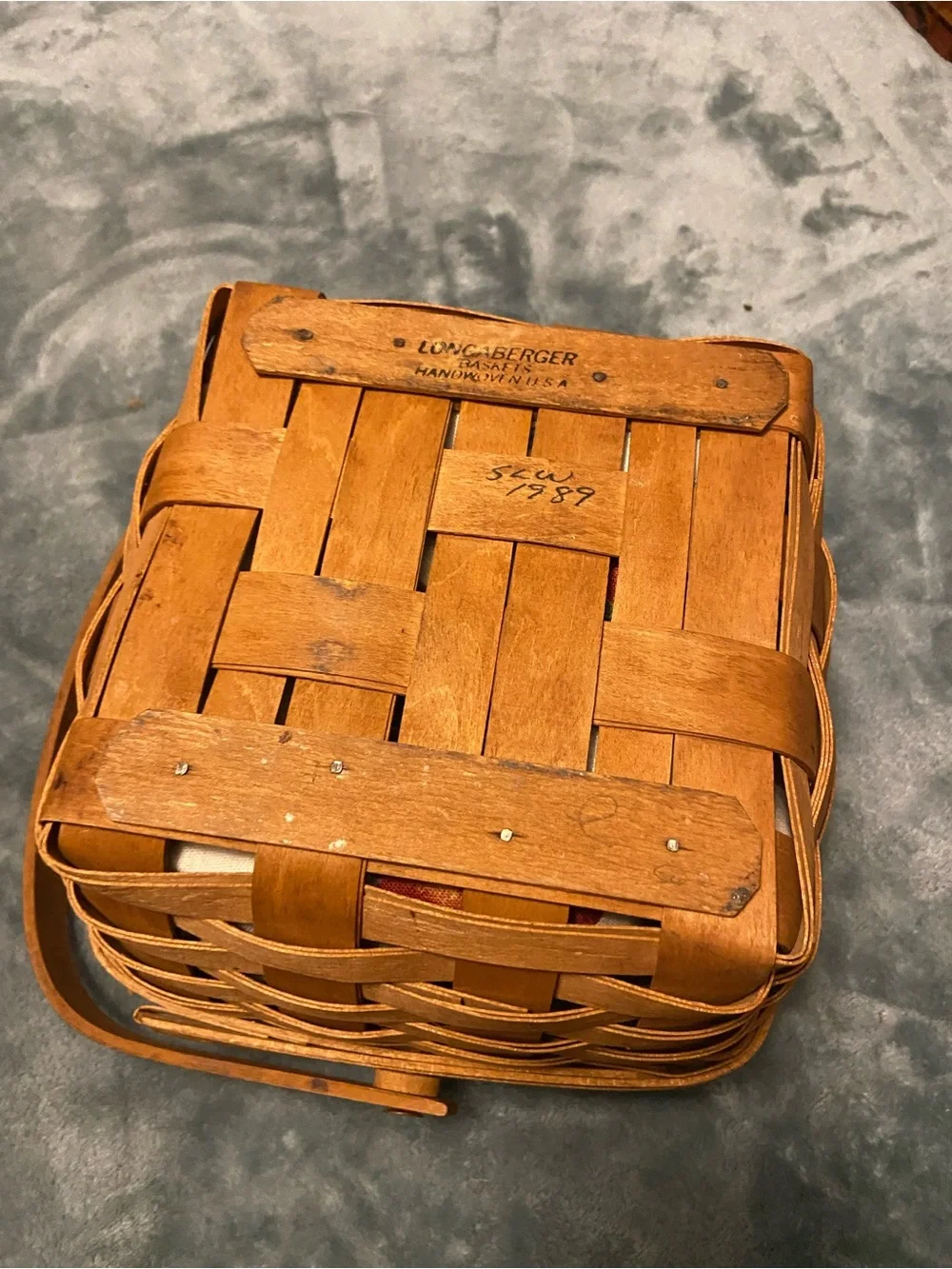 Longaberger 1989 large berry basket liner protector 9x9